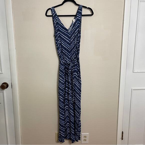 GAP Tie-Waist Culotte Patterned Jumpsuit Blue White Size XS - Picture 3 of 6